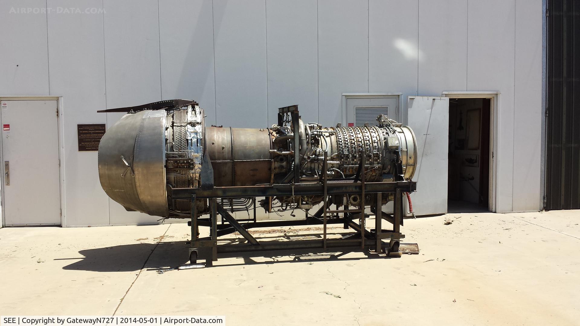 Gillespie Field Airport (SEE) - A General Electric CJ805-23B on display at the San Diego Air & Space Museum Annex. This Convair 990 aft-fan engine was rescued from a scrap yard at Denver Stapleton Airport in 2014.