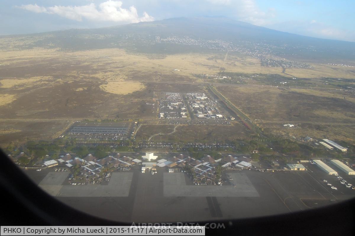 Kona International Airport, Kailua-Kona, Hawaii United States (PHKO) - Kailua-Kona airport and Mauna Kea (taken from N805HC of Ohana)
