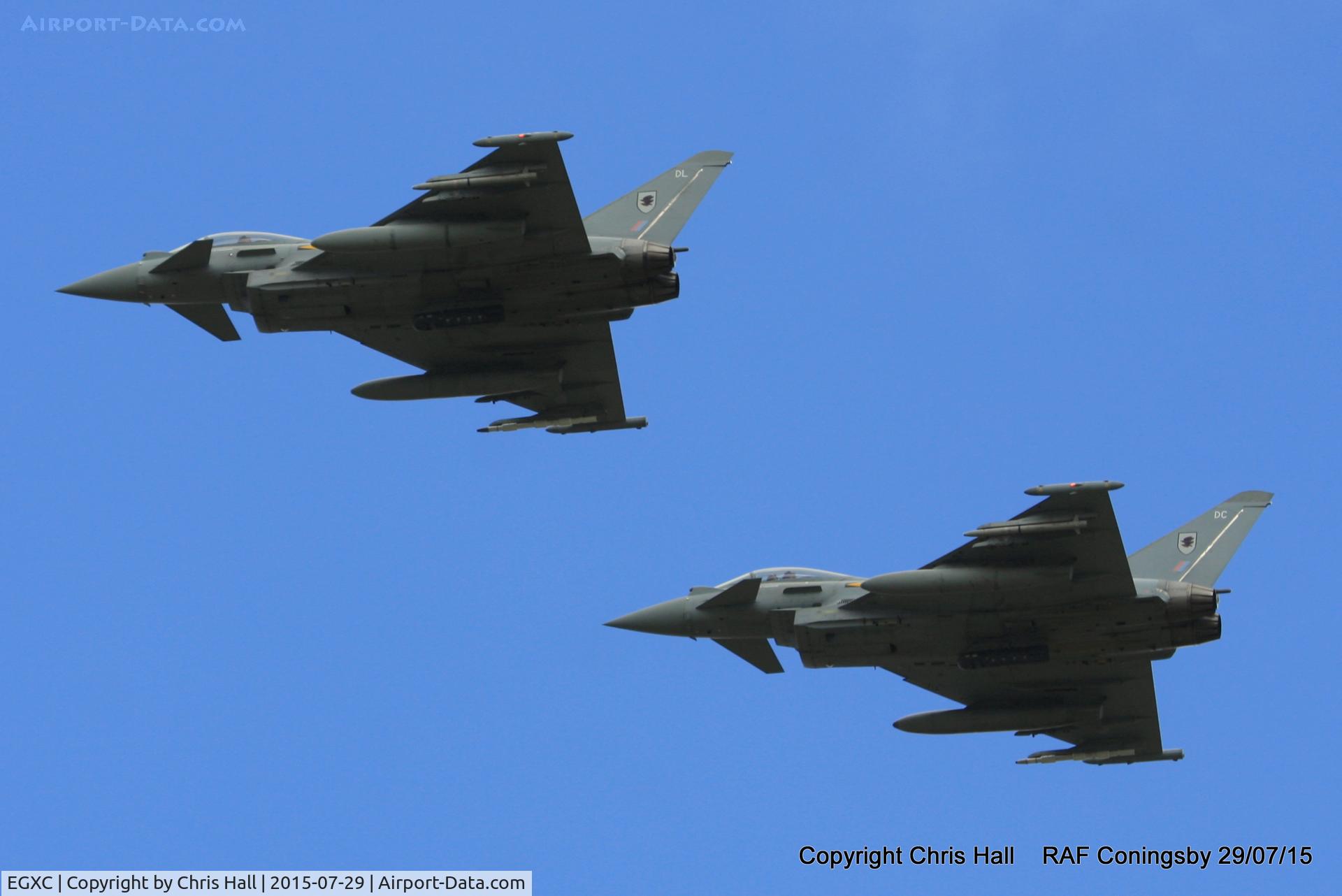 RAF Coningsby Airport, Coningsby, England United Kingdom (EGXC) - ZJ929 and ZJ919 in formation over RAF Coningsby