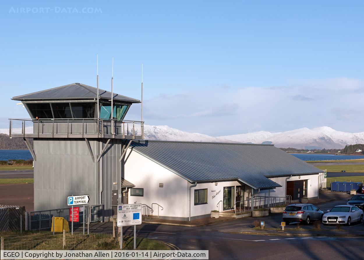 Oban Airport, Oban, Scotland United Kingdom (EGEO) - Oban Airport - control tower and terminal building.