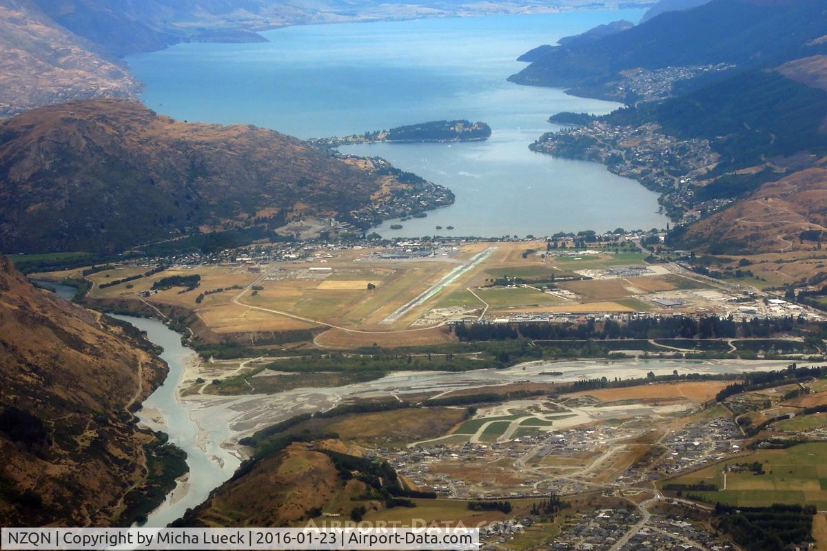 Queenstown Airport, Queenstown New Zealand (NZQN) - Queenstown Frankton airport and Lake Wakatipu