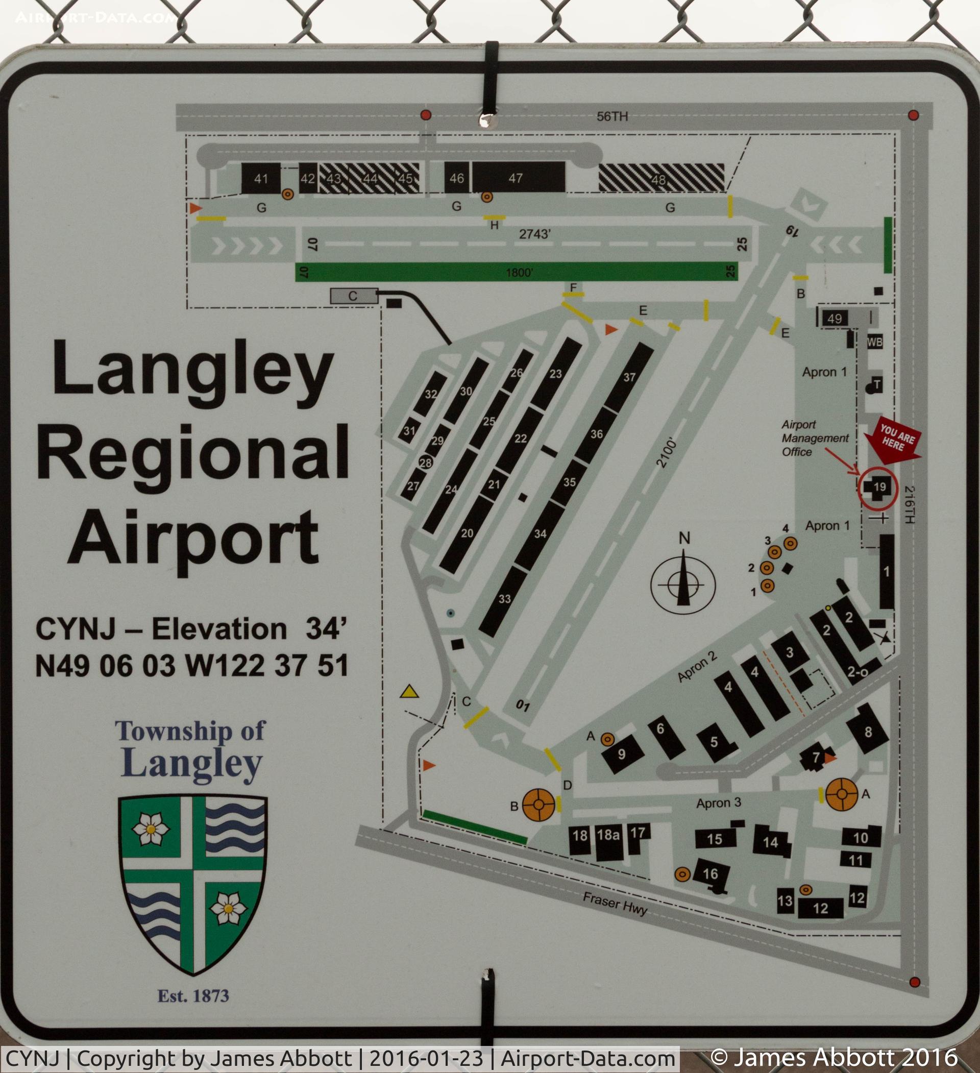 Langley Regional Airport, Langley, BC Canada (CYNJ) - You are here. Map of Langley Regional Airport