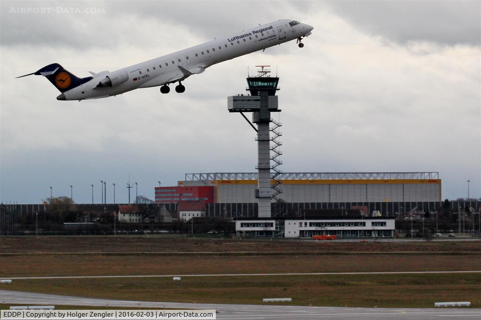 Leipzig/Halle Airport, Leipzig/Halle Germany (EDDP) - Departure on rwy 26R, in the back LEJ tower and DHL hub....