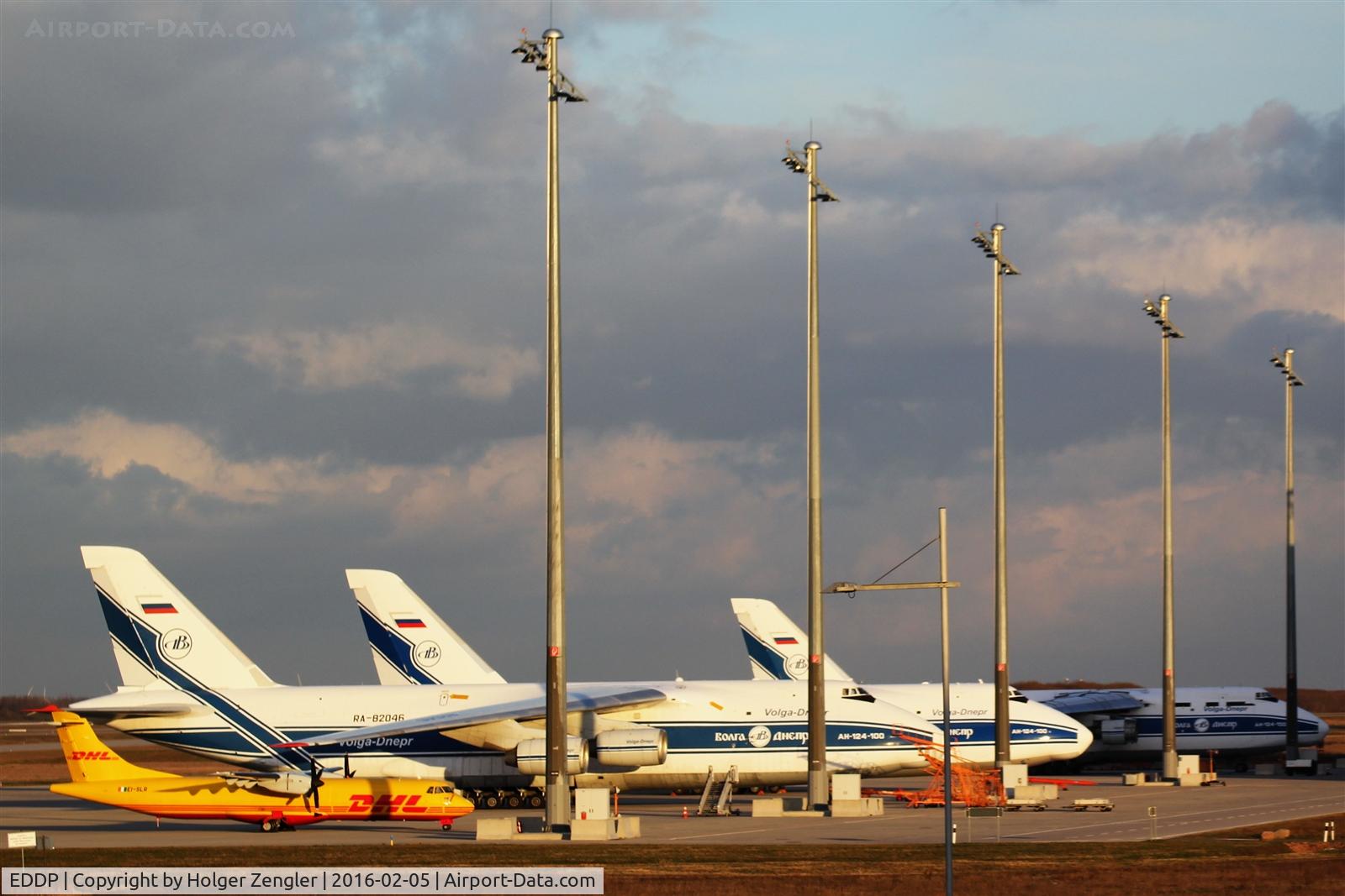 Leipzig/Halle Airport, Leipzig/Halle Germany (EDDP) - Three big babies and a yellow aircraft in being on apron 3.....