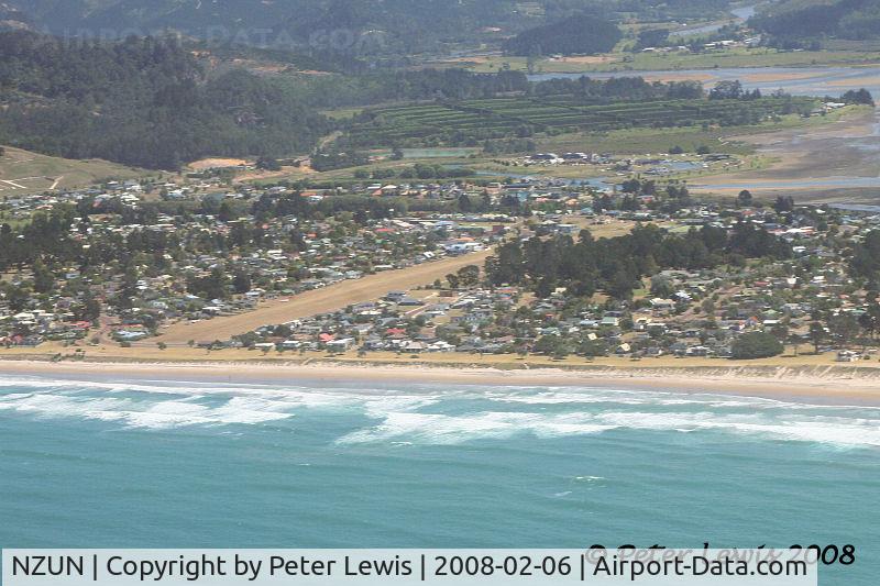Pauanui Beach Aerodrome Airport, Pauanui New Zealand (NZUN) - UN from base leg, sea approach
