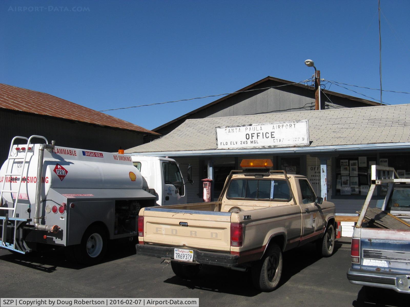 Santa Paula Airport (SZP) - Santa Paula Airport Utility trucks, at office. Tanker truck is for helicopter refueling.