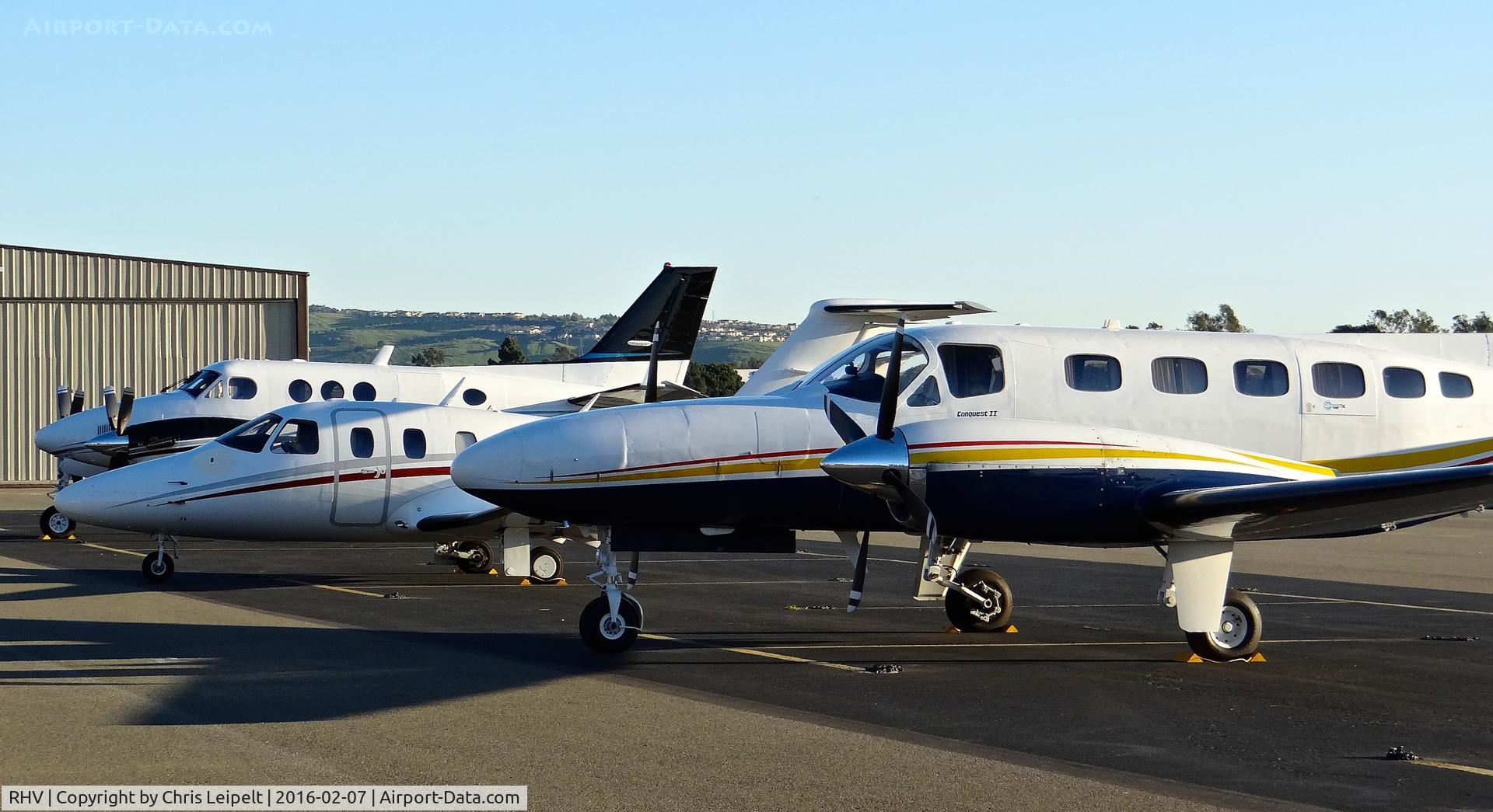Reid-hillview Of Santa Clara County Airport (RHV) - Very likely the best lineup on the transient ramp at Reid Hillview Airport, San Jose, CA. All 3 of these aircraft were here for the 2016 Super Bowl at nearby Levi's Stadium in Santa Clara, CA.
