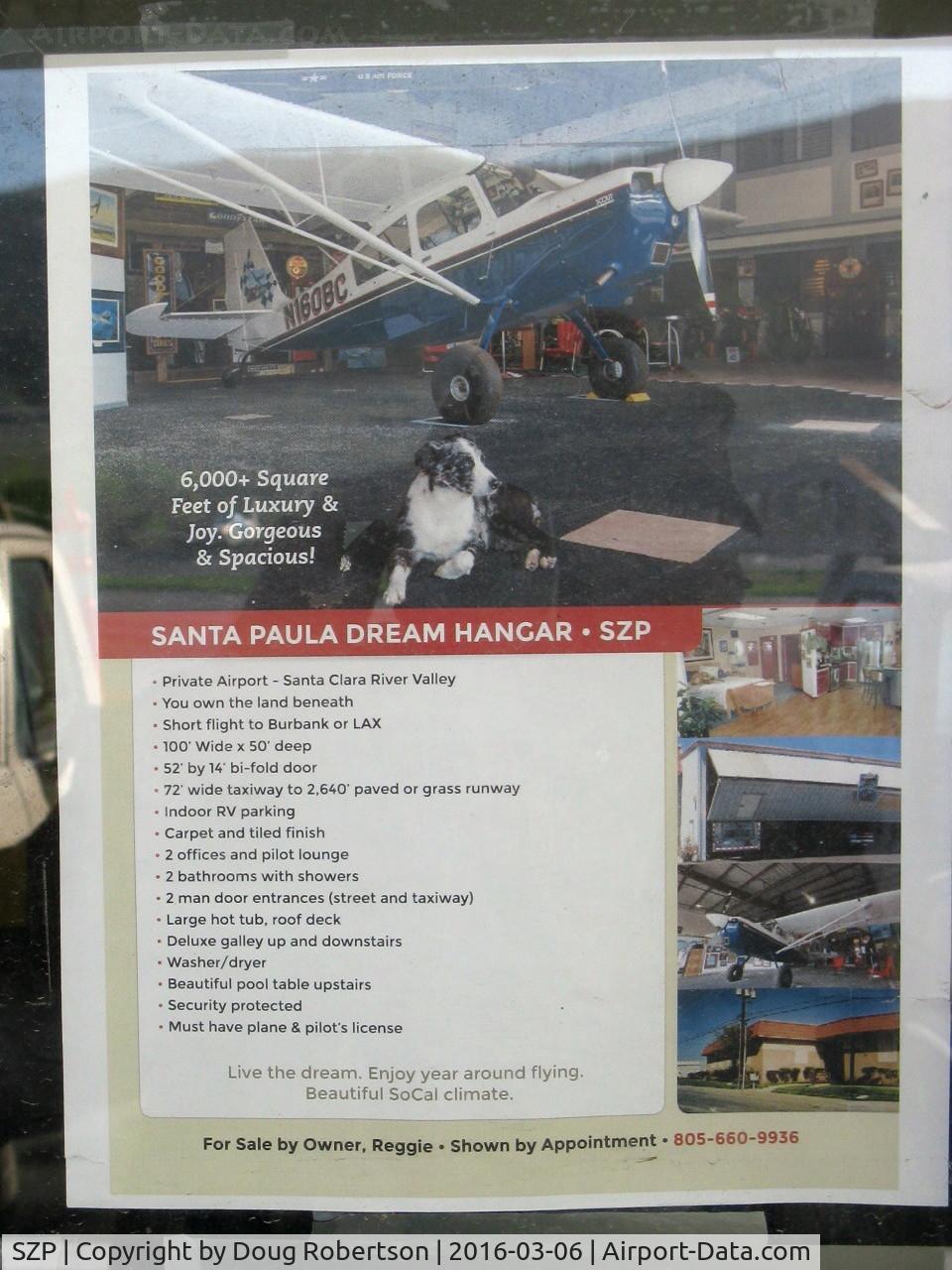 Santa Paula Airport (SZP) - Listing of deluxe large hangar FOR SALE in the newer West section of the Santa Paula Airport SZP. I've had the upstairs tour and it is all and more than what the seller says!