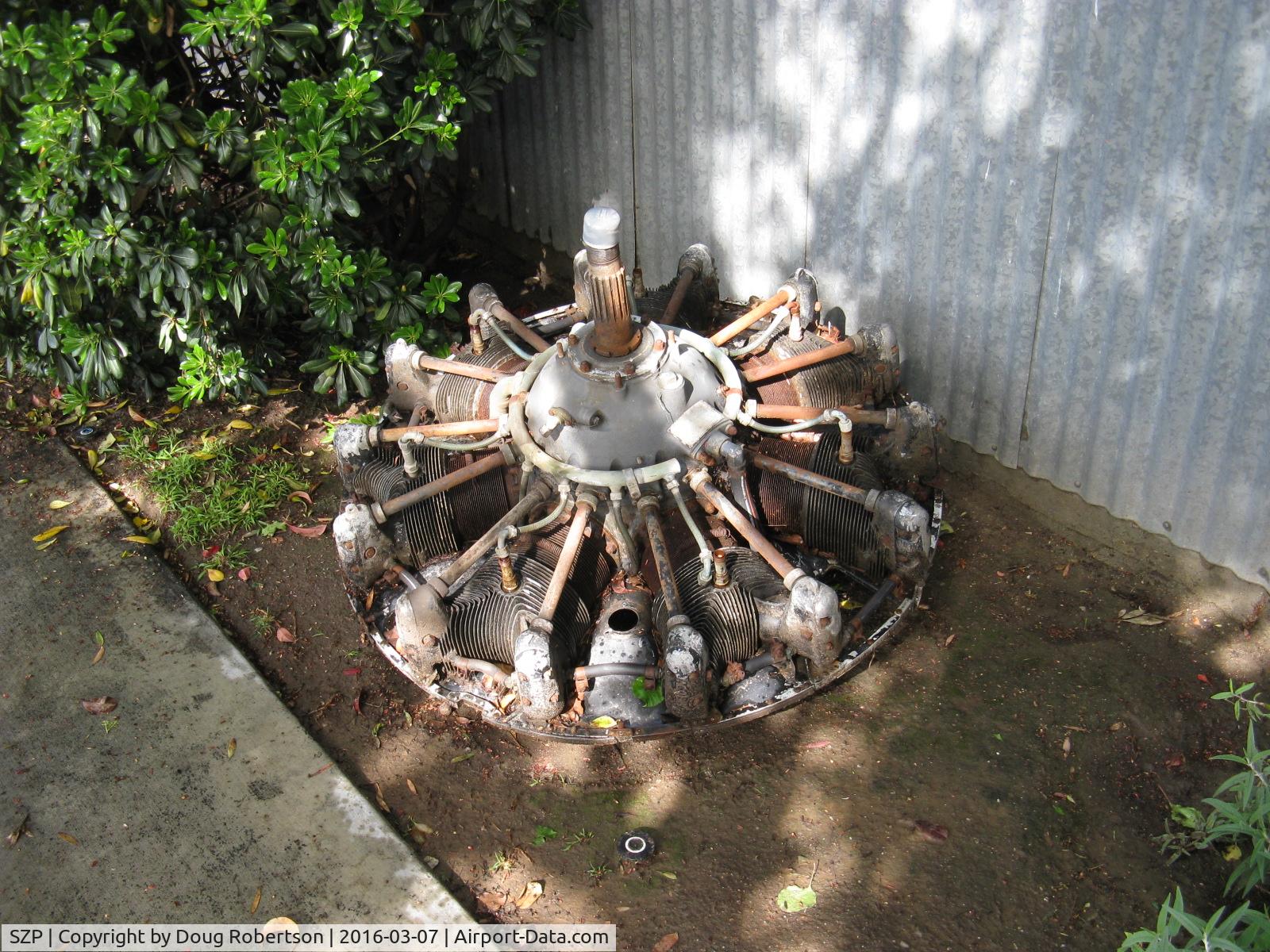 Santa Paula Airport (SZP) - Jacobs R-755-9 757 cubic inch displacement 7 cylinder radial-The R-755 series horsepower ranged from 200-350 Hp. May be seen adjacent to SZP airport office in the small John F. Richards Airport Park.