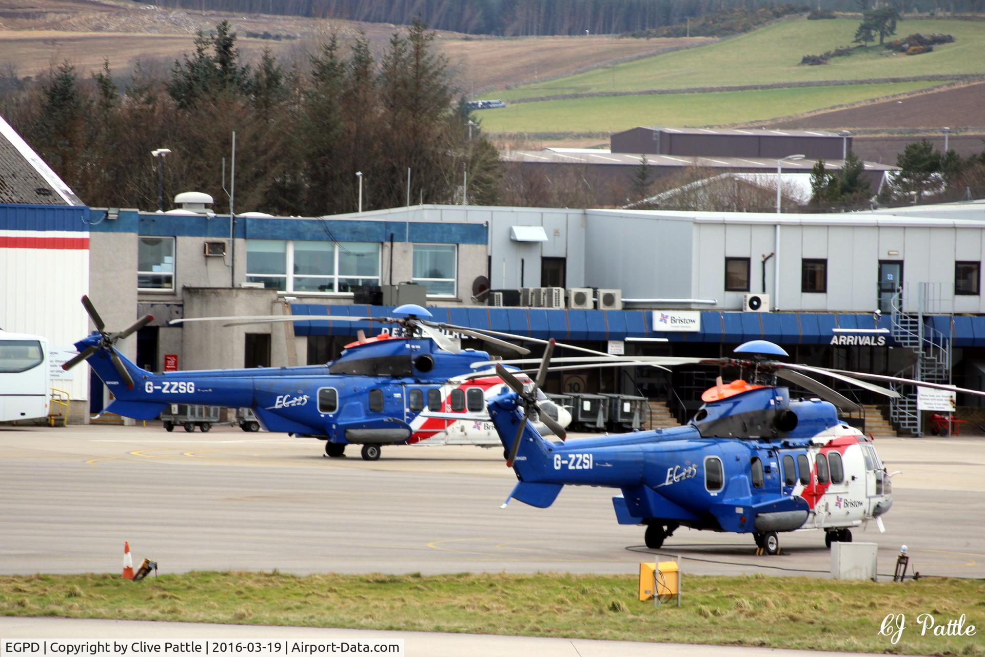Aberdeen Airport, Aberdeen, Scotland United Kingdom (EGPD) - Bristows Helicopter apron and terminal at Aberdeen EGPD