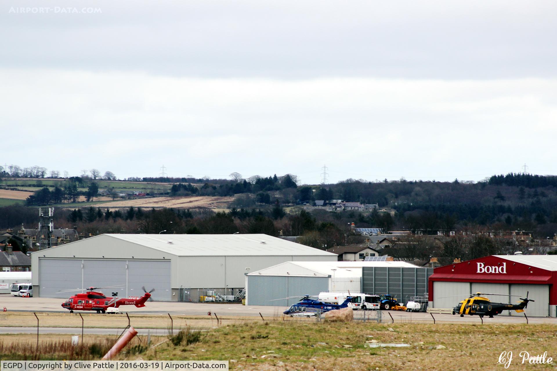 Aberdeen Airport, Aberdeen, Scotland United Kingdom (EGPD) - Bond Offshore Helicopter apron and hangars on east side of Aberdeen EGPD