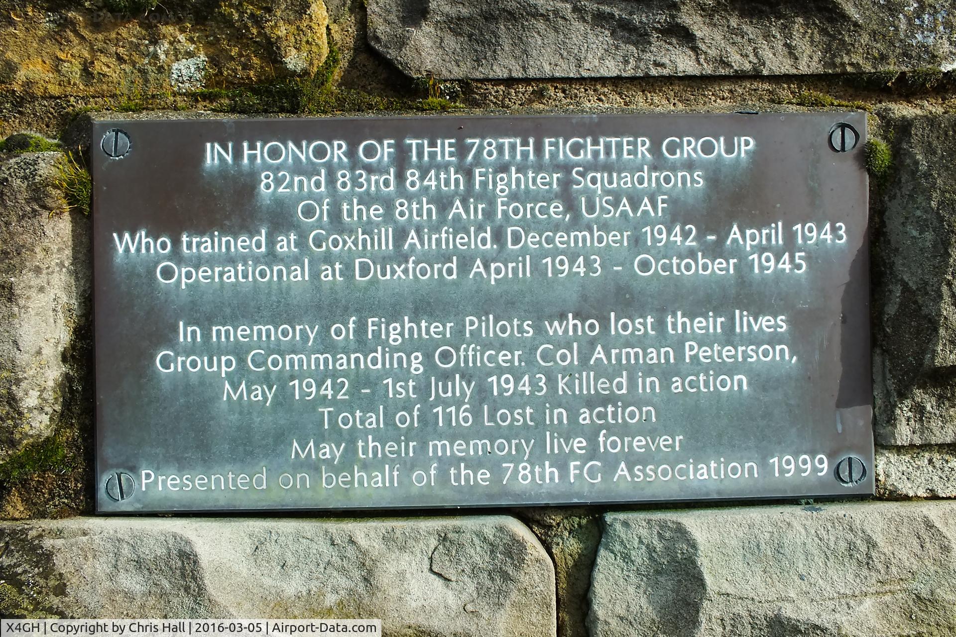 X4GH Airport - plaque on the memorial at the former RAF Goxhill