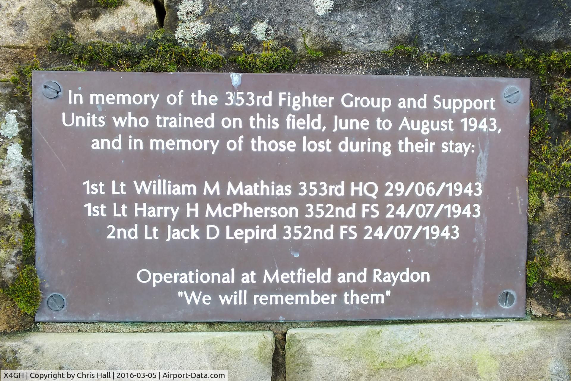 X4GH Airport - plaque on the memorial at the former RAF Goxhill