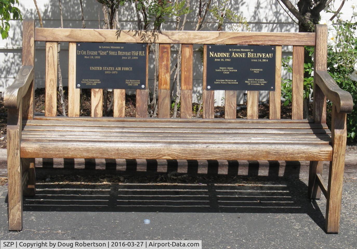 Santa Paula Airport (SZP) - Tribute Bench-Fallen Aviators, at CP Aviation Office entry