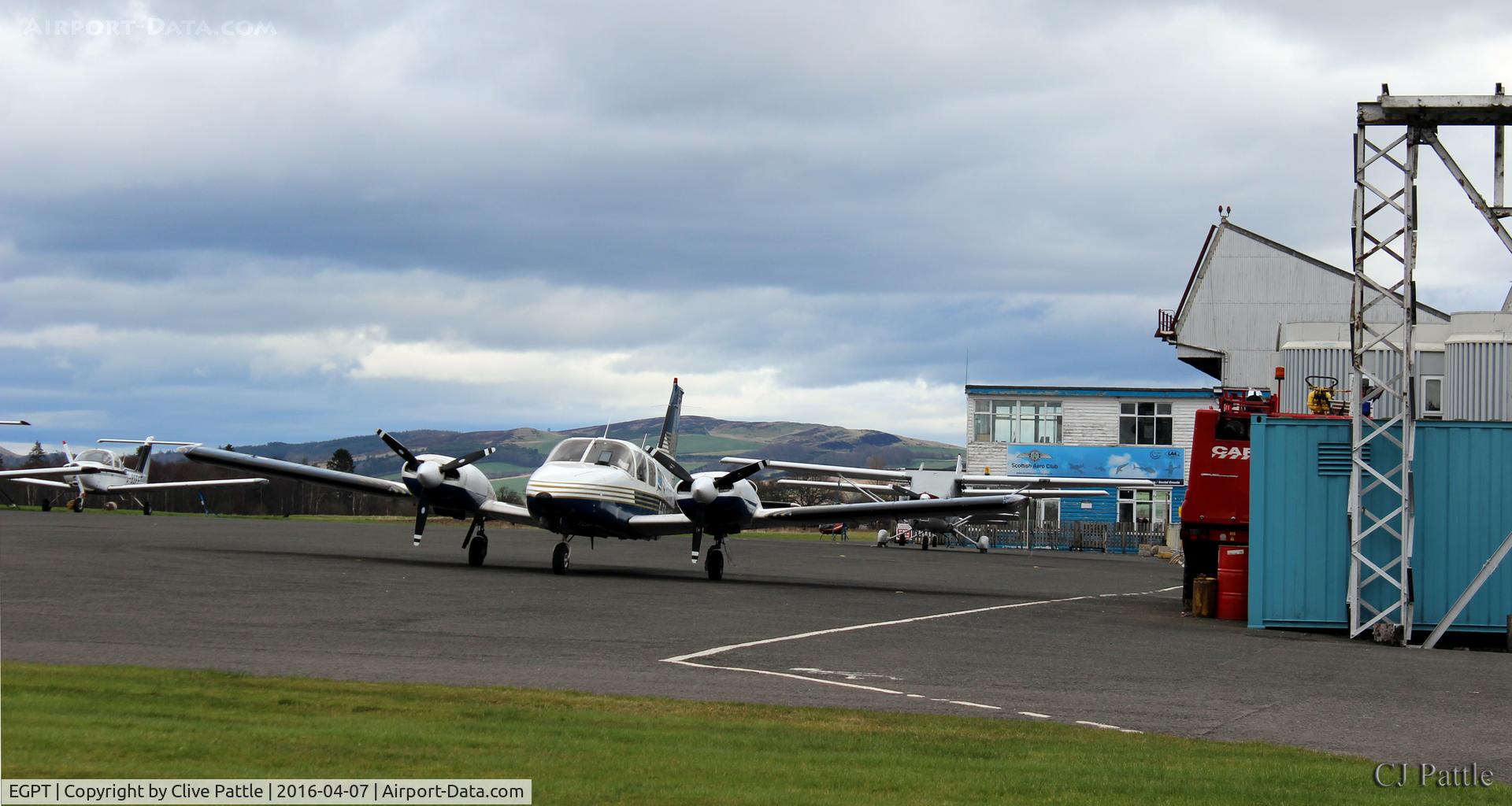 Perth Airport (Scotland), Perth, Scotland United Kingdom (EGPT) - Apron and hangar view at Perth EGPT