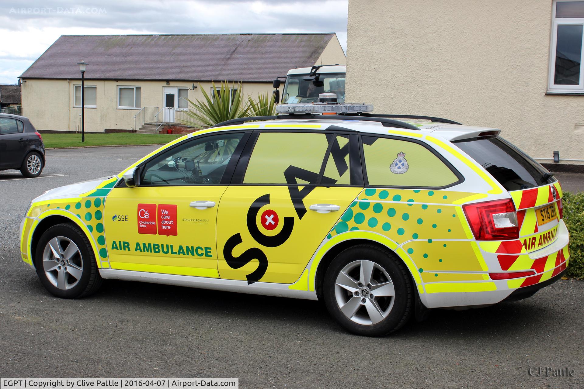 Perth Airport (Scotland), Perth, Scotland United Kingdom (EGPT) - Scottish Air Ambulance support vehicle based at Perth (Scone) airfield EGPT