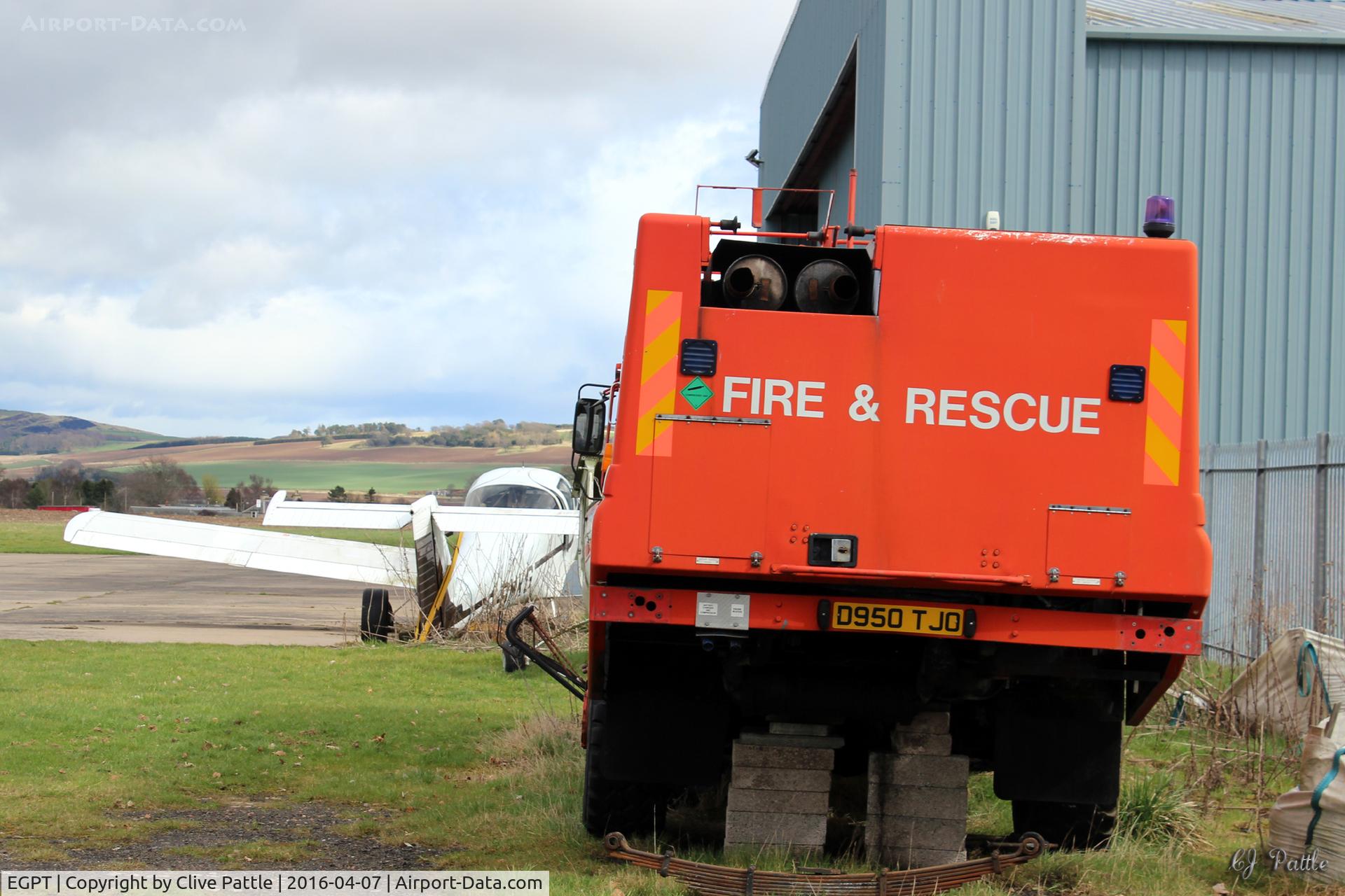 Perth Airport (Scotland), Perth, Scotland United Kingdom (EGPT) - Ex Oxford Airport (Kidlington) Fire Tender in storage at Perth EGPT