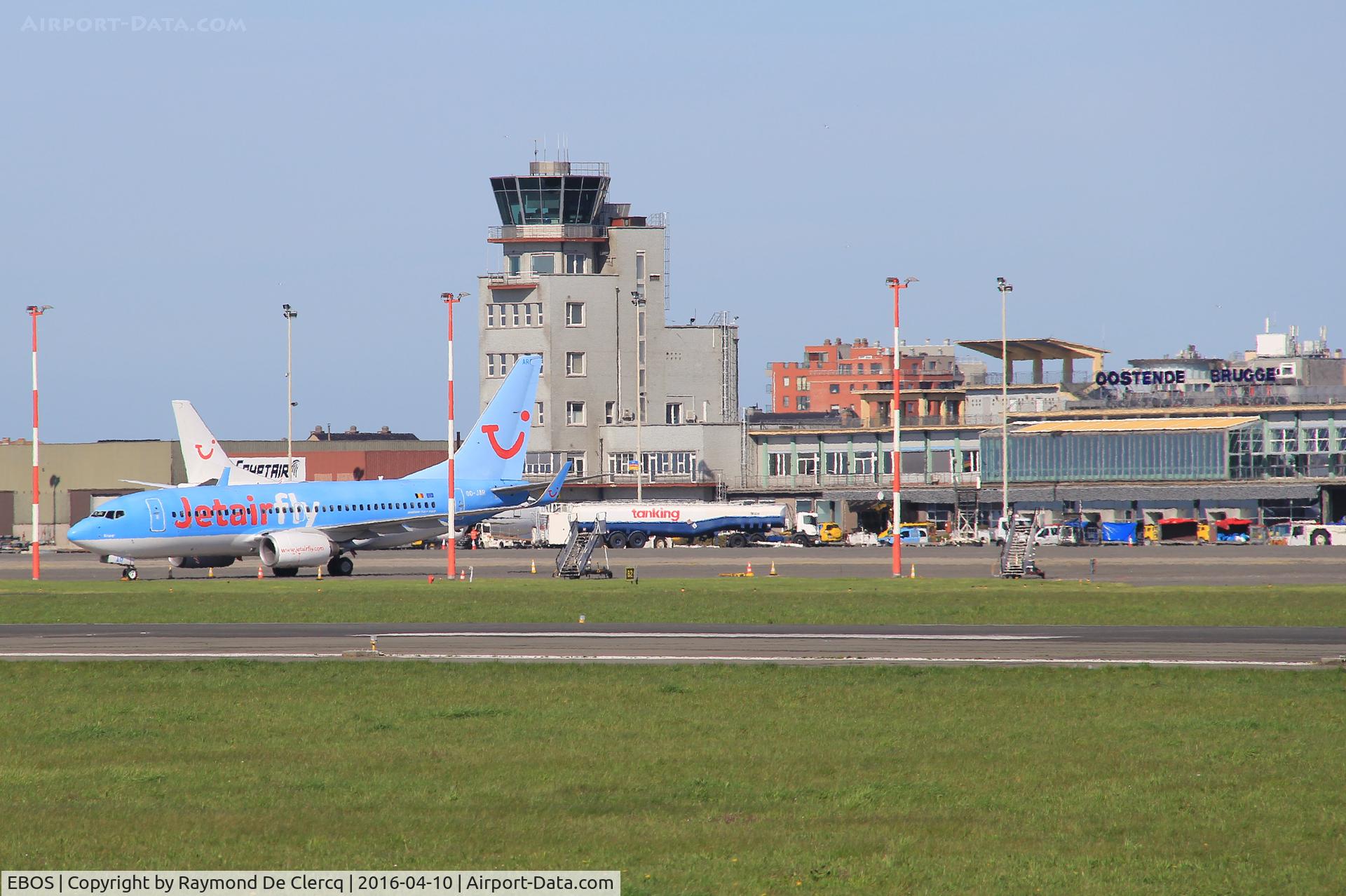 Ostend-Bruges International Airport, Ostend Belgium (EBOS) - View at the control tower and departure / arrival building.