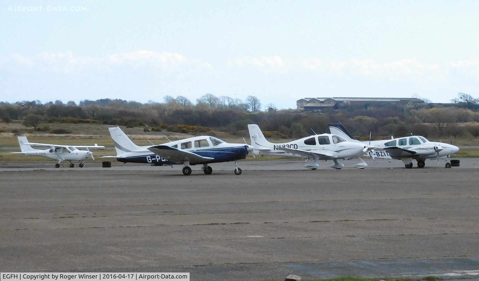 Swansea Airport, Swansea, Wales United Kingdom (EGFH) - The apron filling up with visiting aircraft.