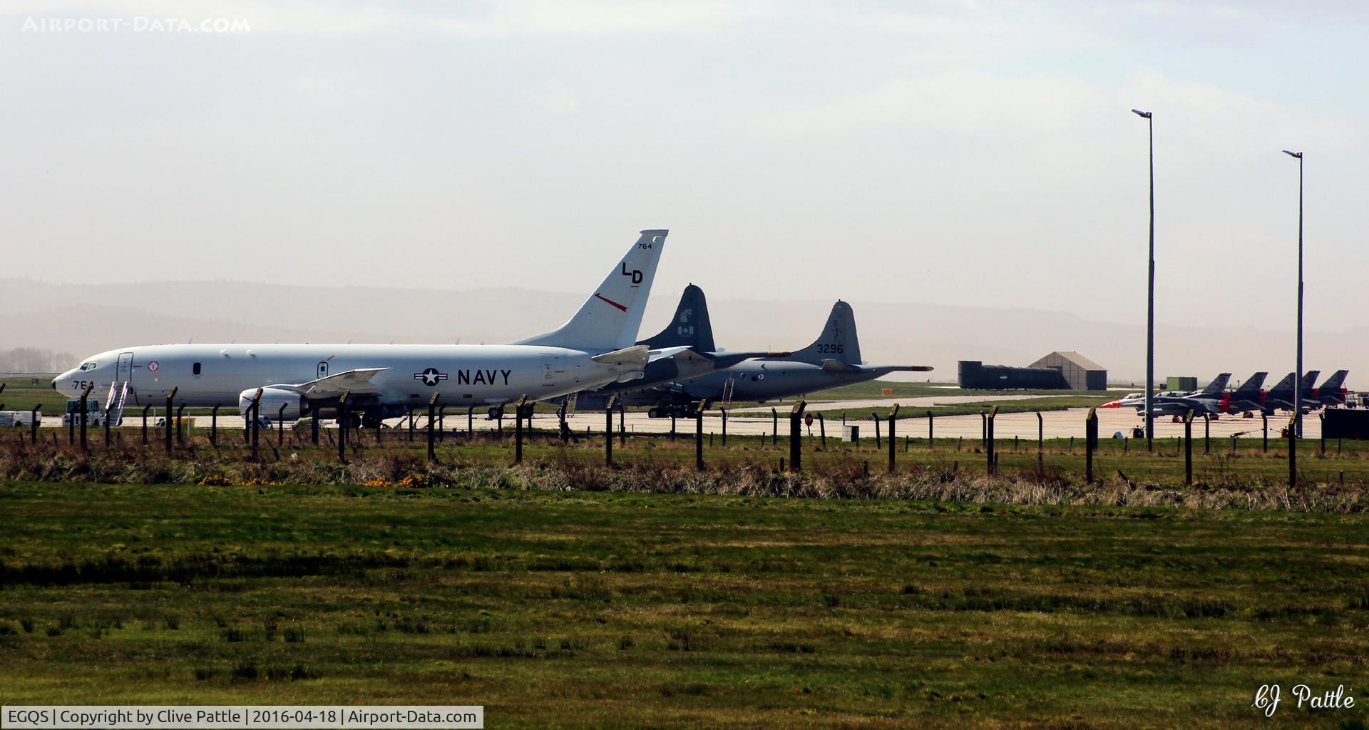 RAF Lossiemouth Airport, Lossiemouth, Scotland United Kingdom (EGQS) - On the 15(R) Sqn apron at RAF Lossiemouth EGQS  - participants in Exercise Joint Warrior 16-1. Incl P-8A 168764 Coded LD-764 of USN VP-10, 140104 CP-140 RCAF 14 Wing, 3296 P-3C 333 Skv RNoAF and 3 F-16C and 2 F-16D of the Turkish A.F. 181 Filo