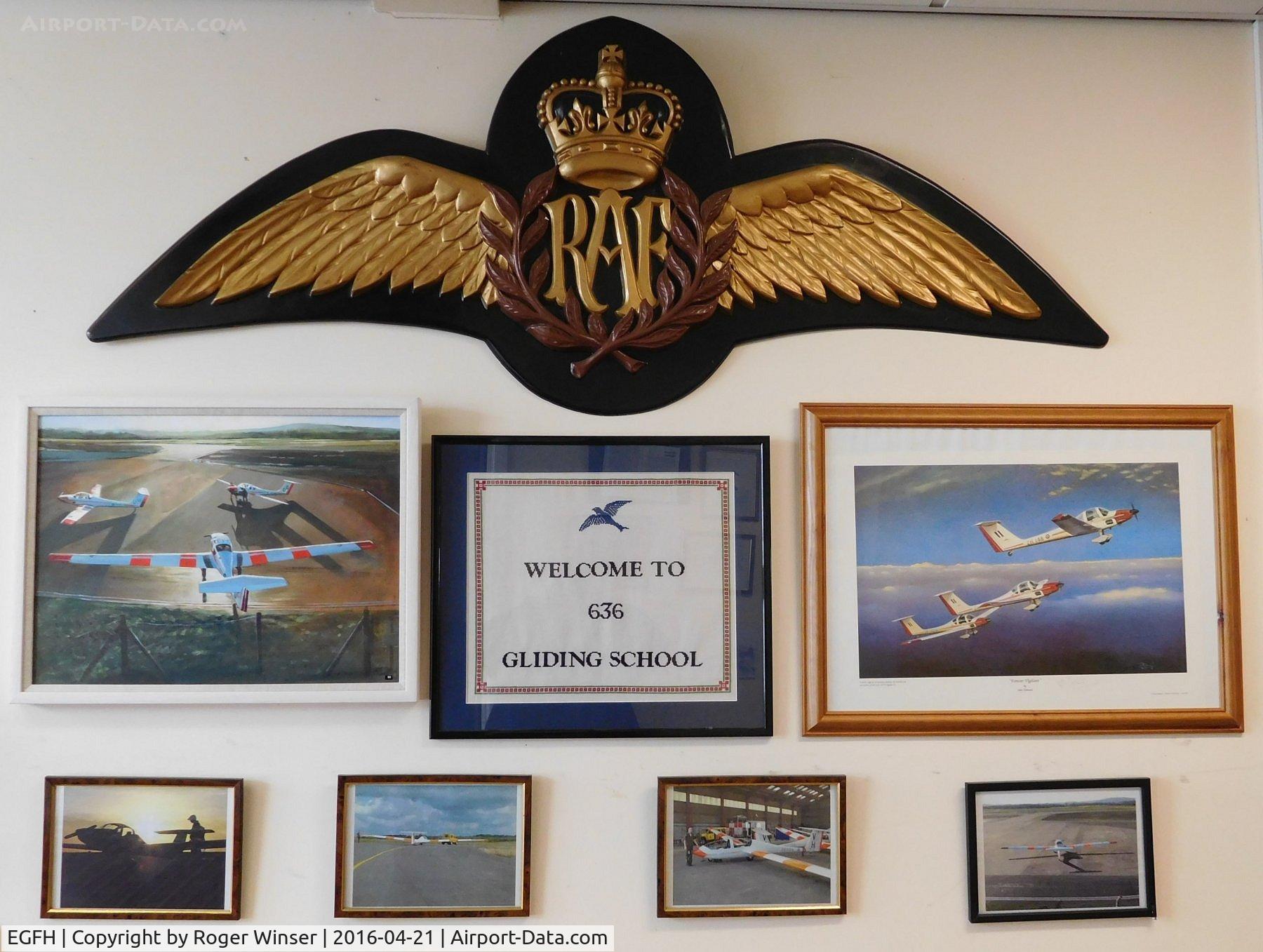Swansea Airport, Swansea, Wales United Kingdom (EGFH) - 636 VGS was formed at Swansea Airport on 1st October 1964 and was disbanded at the end of March 2016. Items from the Air Cadets gliding unit have been put on display in Cambrian Flying Club thanks to Derek Clyde, the flying club's operations manager. 