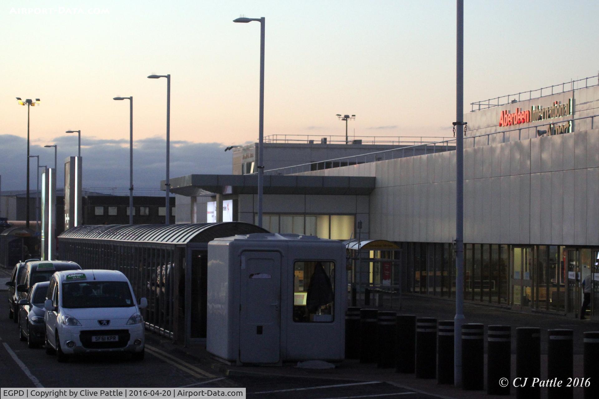 Aberdeen Airport, Aberdeen, Scotland United Kingdom (EGPD) - Evening shot outside the main passenger terminal at Aberdeen EGPD