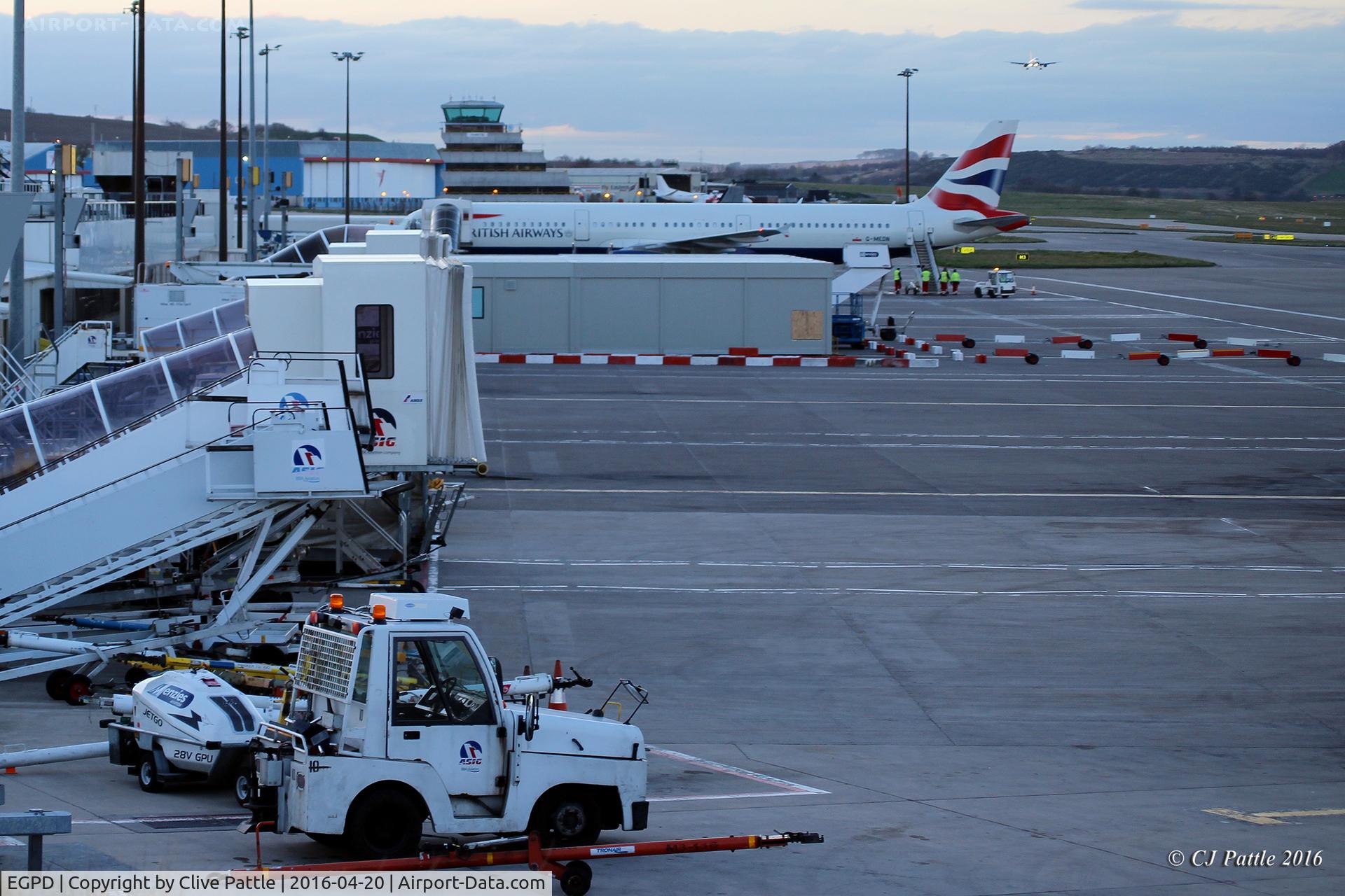 Aberdeen Airport, Aberdeen, Scotland United Kingdom (EGPD) - Main apron evening view at Aberdeen EGPD