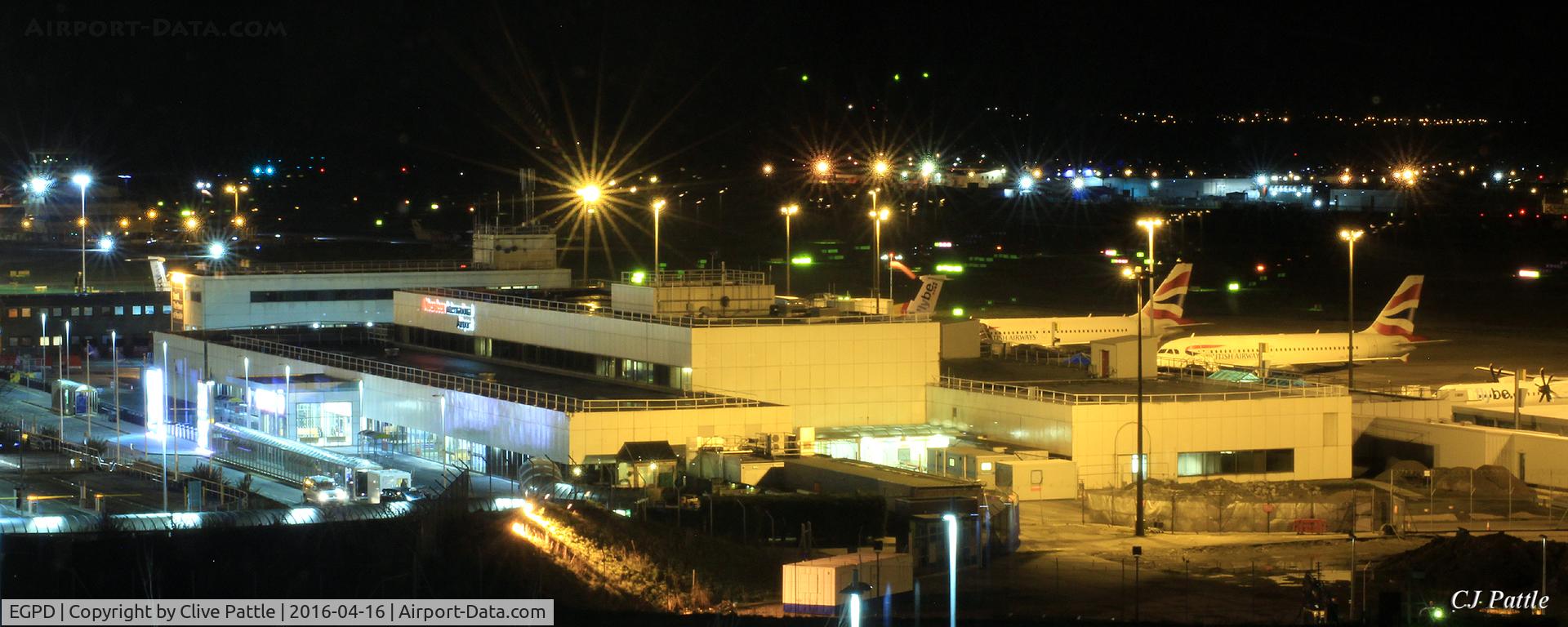 Aberdeen Airport, Aberdeen, Scotland United Kingdom (EGPD) - Night time view at Aberdeen Airport EGPD