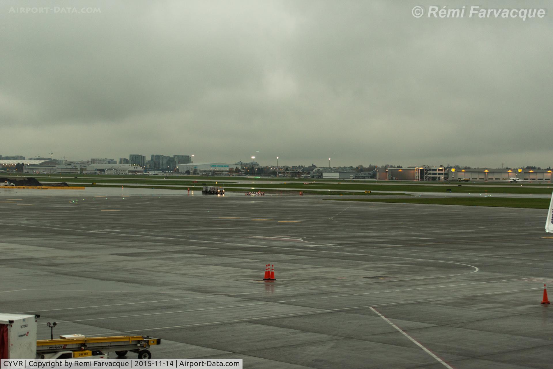 Vancouver International Airport, Vancouver, British Columbia Canada (CYVR) - View to southeast of south runway from domestic terminal. General activities.