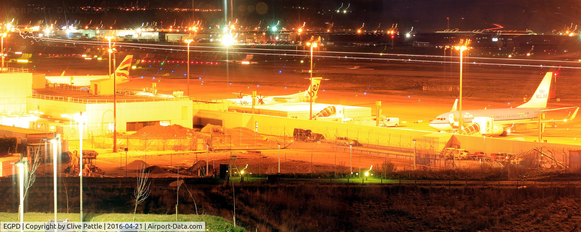 Aberdeen Airport, Aberdeen, Scotland United Kingdom (EGPD) - Nightime gate view at Aberdeen EGPD