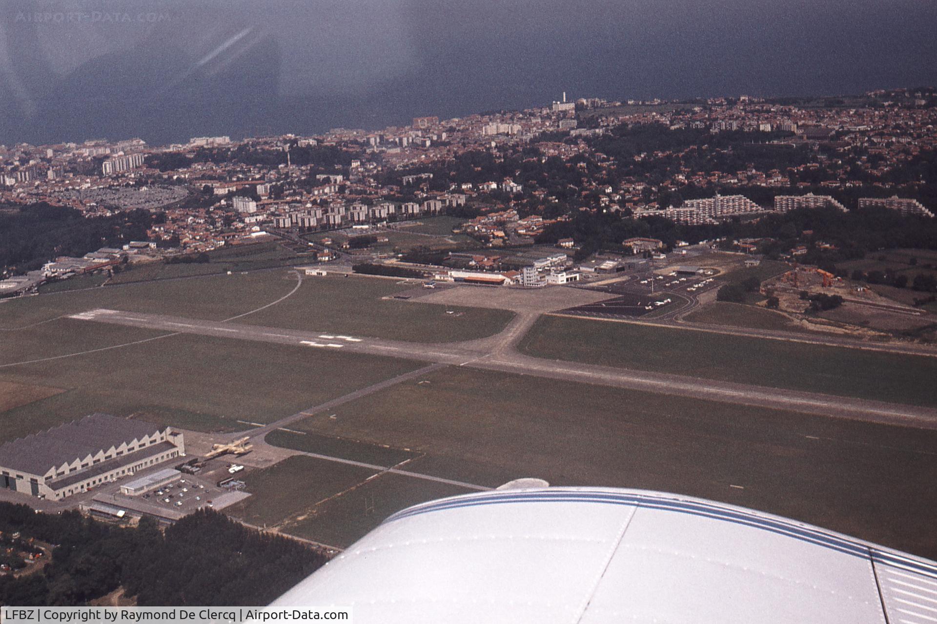 Biarritz-Bayonne Airport, Anglet Airport France (LFBZ) - Downwind to rwy 10 (currently 09) With OO-TVO. July 1976.