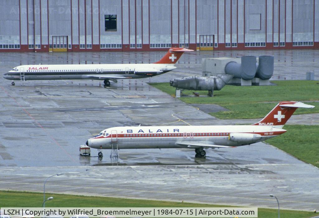 Zurich International Airport, Zurich Switzerland (LSZH) - Scan from Fuji Slide - Two Balair Aircraft parked at Zurich