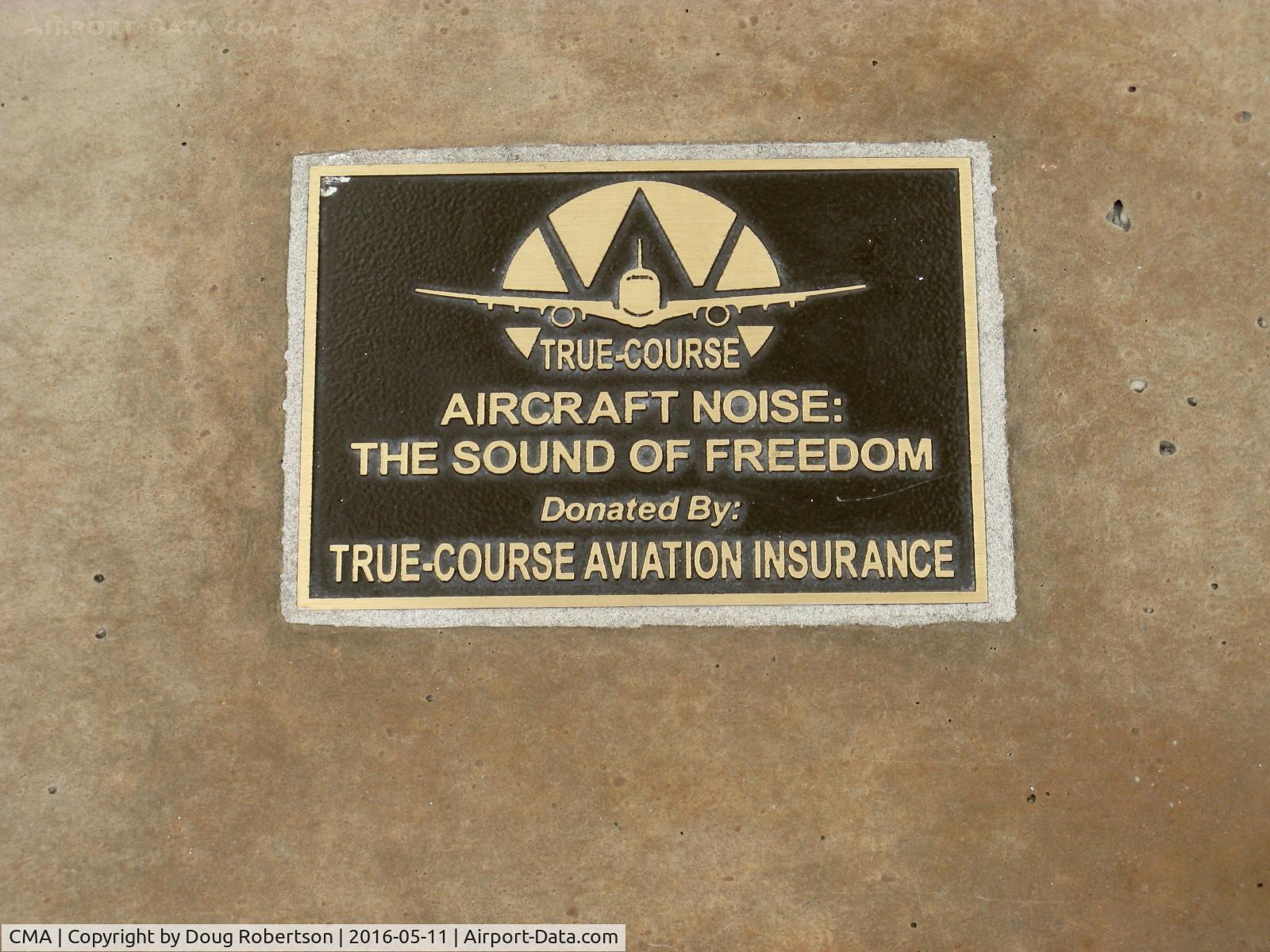 Camarillo Airport (CMA) - True Course Aviation Tribute Plaque at CMA Aircraft Public View Park.