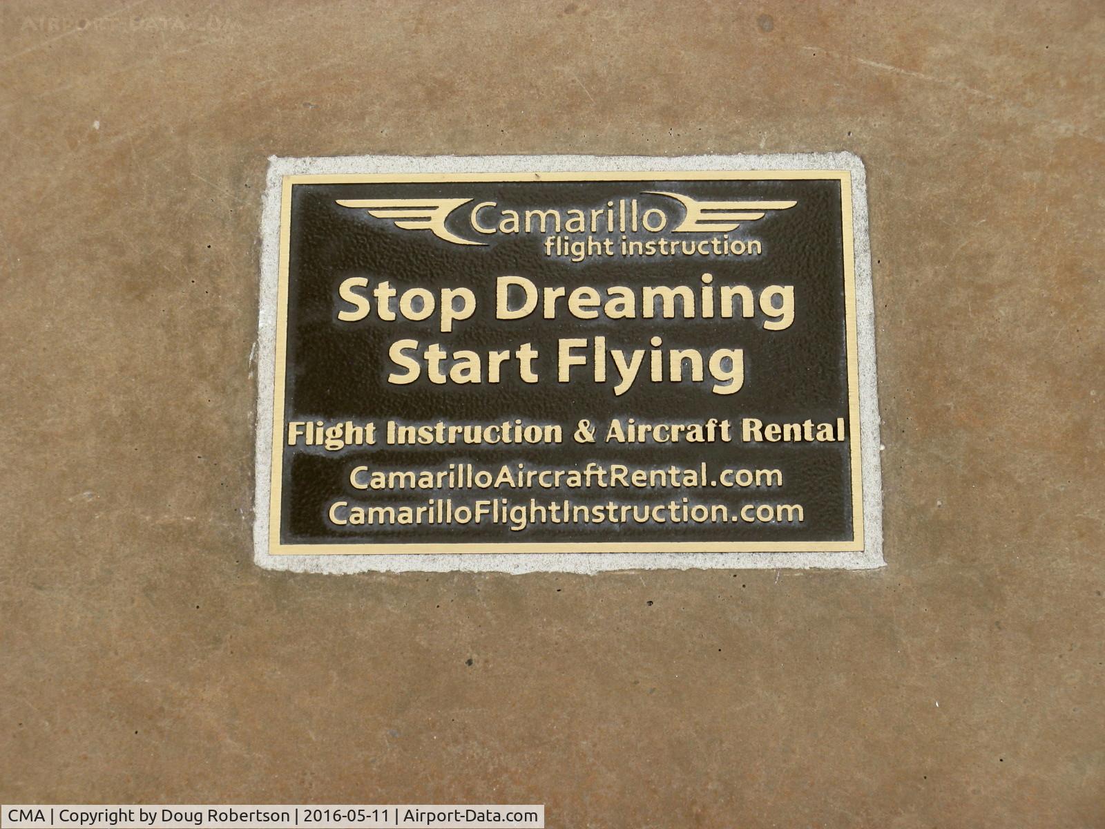 Camarillo Airport (CMA) - Camarillo Flight Instruction Tribute Plaque at CMA Aircraft Public View Park