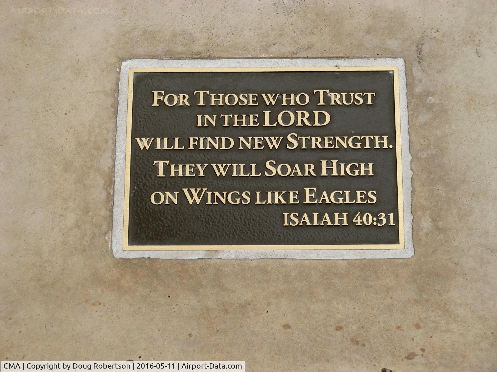 Camarillo Airport (CMA) - ISAIAH 40:31 Tribute Plaque at CMA Aircraft Public View Park