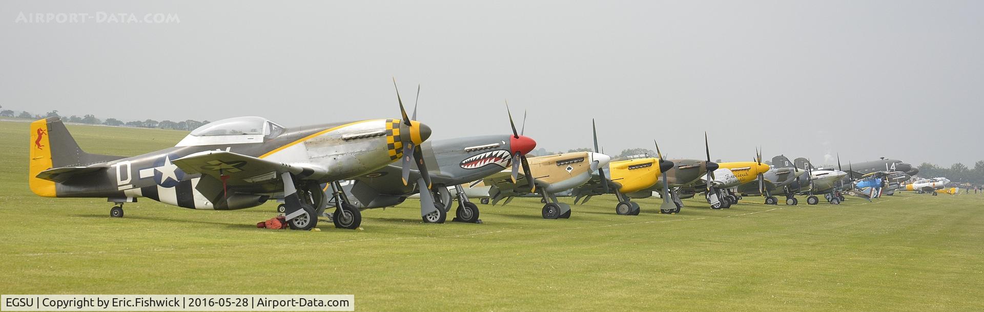 Duxford Airport, Cambridge, England United Kingdom (EGSU) - Part of the Flightline emerging from the morning mist at the IWM American Airshow, May 2016.