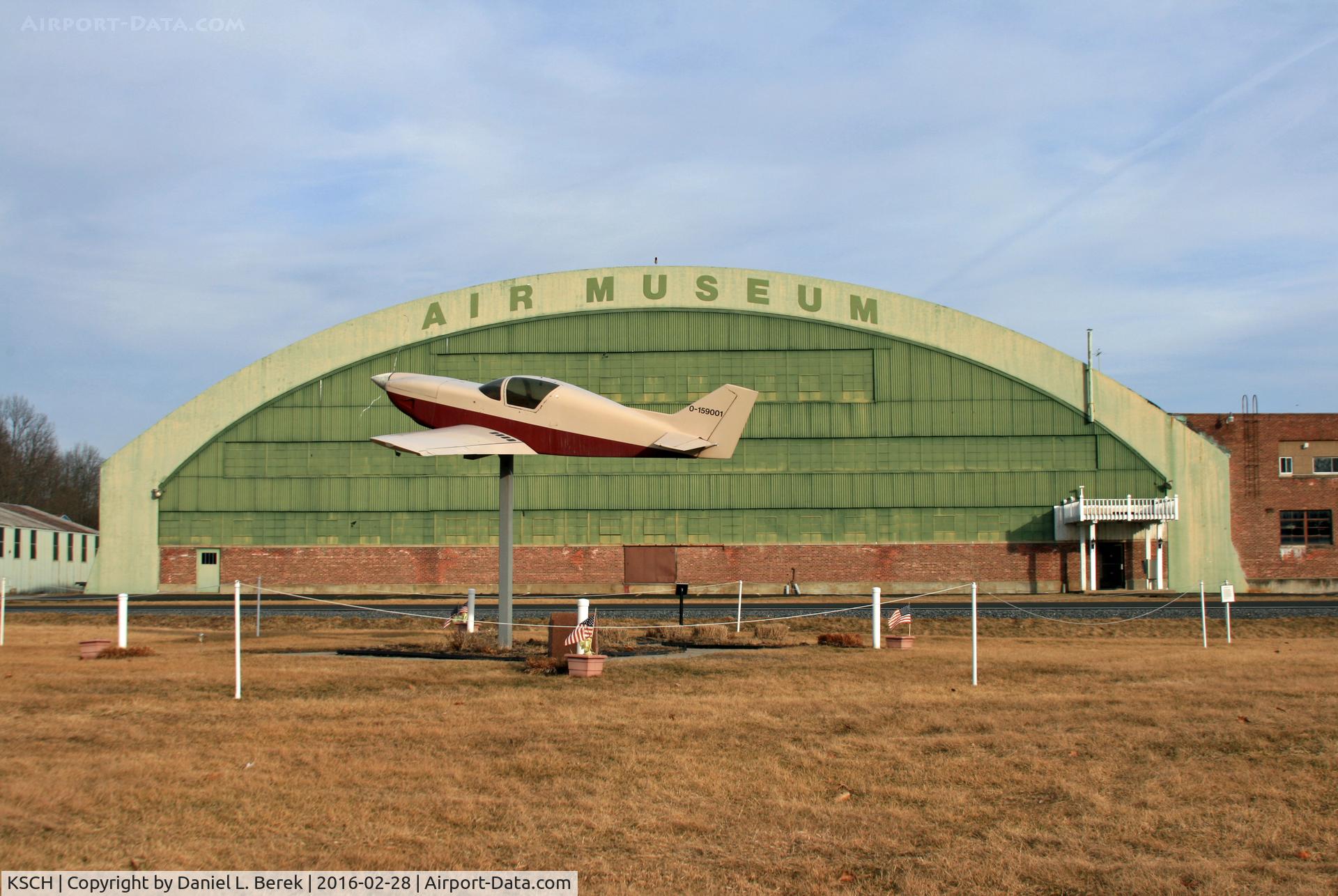 Schenectady County Airport (SCH) - This 1940s hangar used to house the GE engine test beds.  Part of the hangar now houses the very interesting aircraft of the Empire State Aerosciences Museum. 