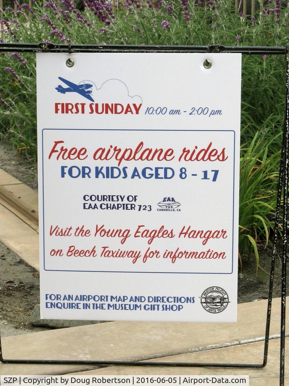 Santa Paula Airport (SZP) - Young Eagles Free Aircraft Rides-(by prior reservation) Posted near Aviation Museum of Santa Paula Main Hangar each First Sunday