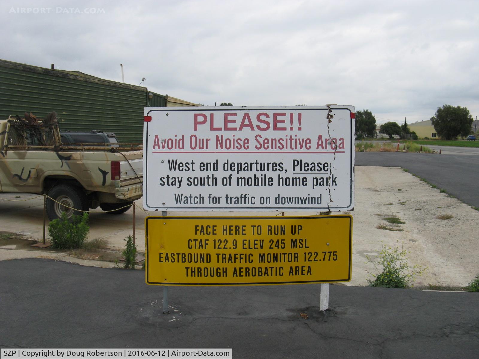 Santa Paula Airport (SZP) - Instructions to all pilots at Rwy 22 pre-flight runup area