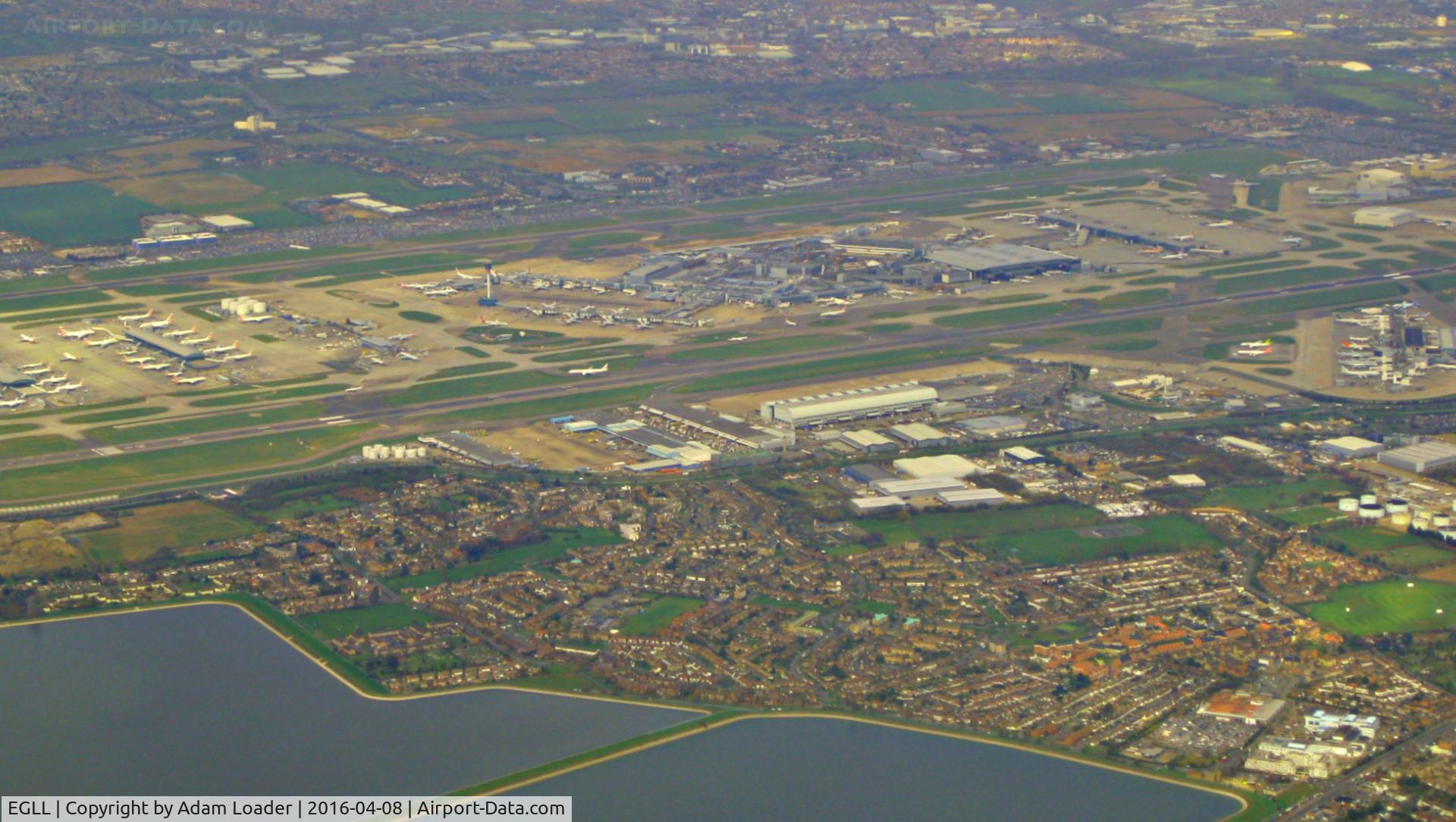 London Heathrow Airport, London, England United Kingdom (EGLL) - London Heathrow Airport seen from G-EUOE after take-off to Munich