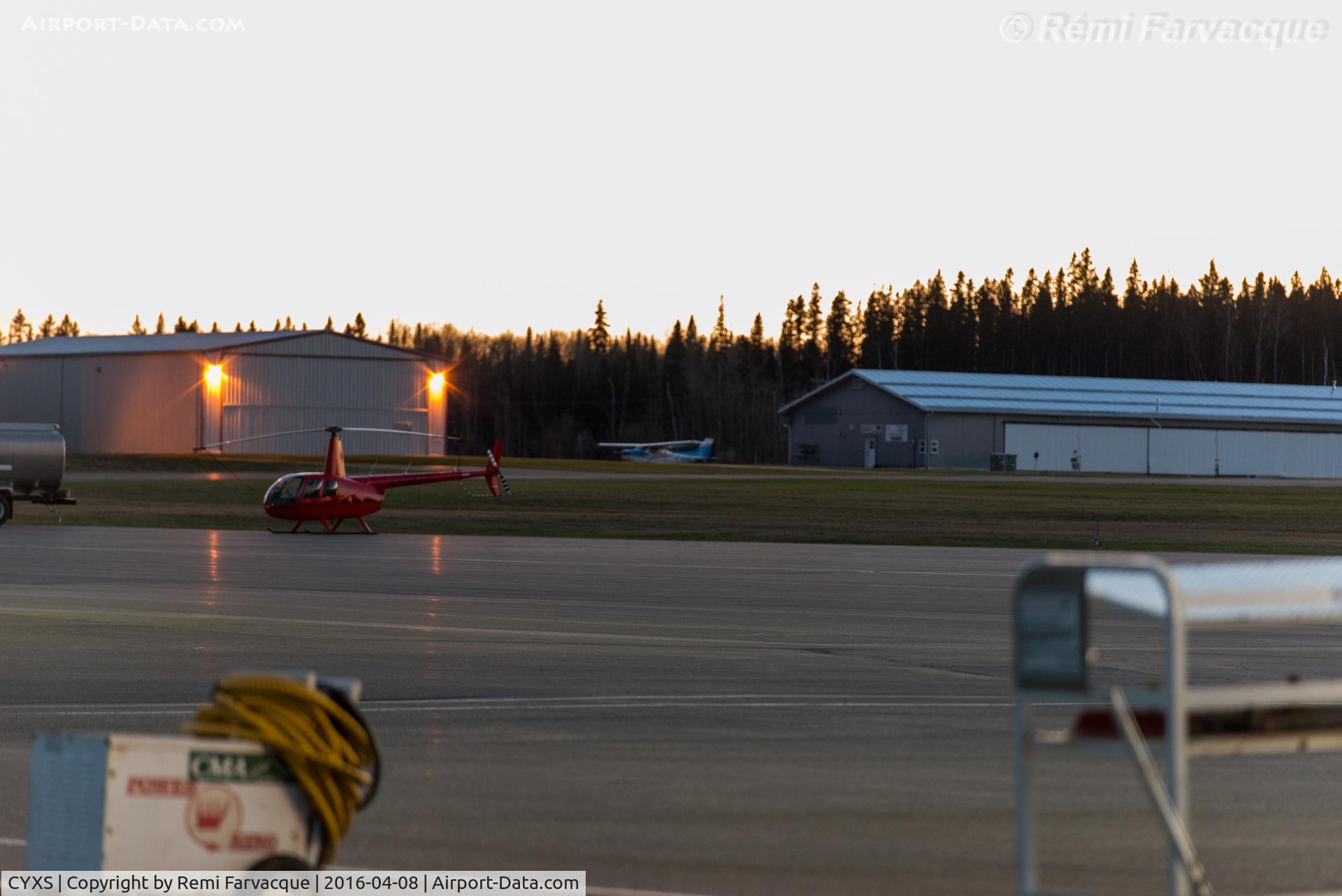 Prince George Airport, Prince George, British Columbia Canada (CYXS) - View of private hangars at south end of airport.