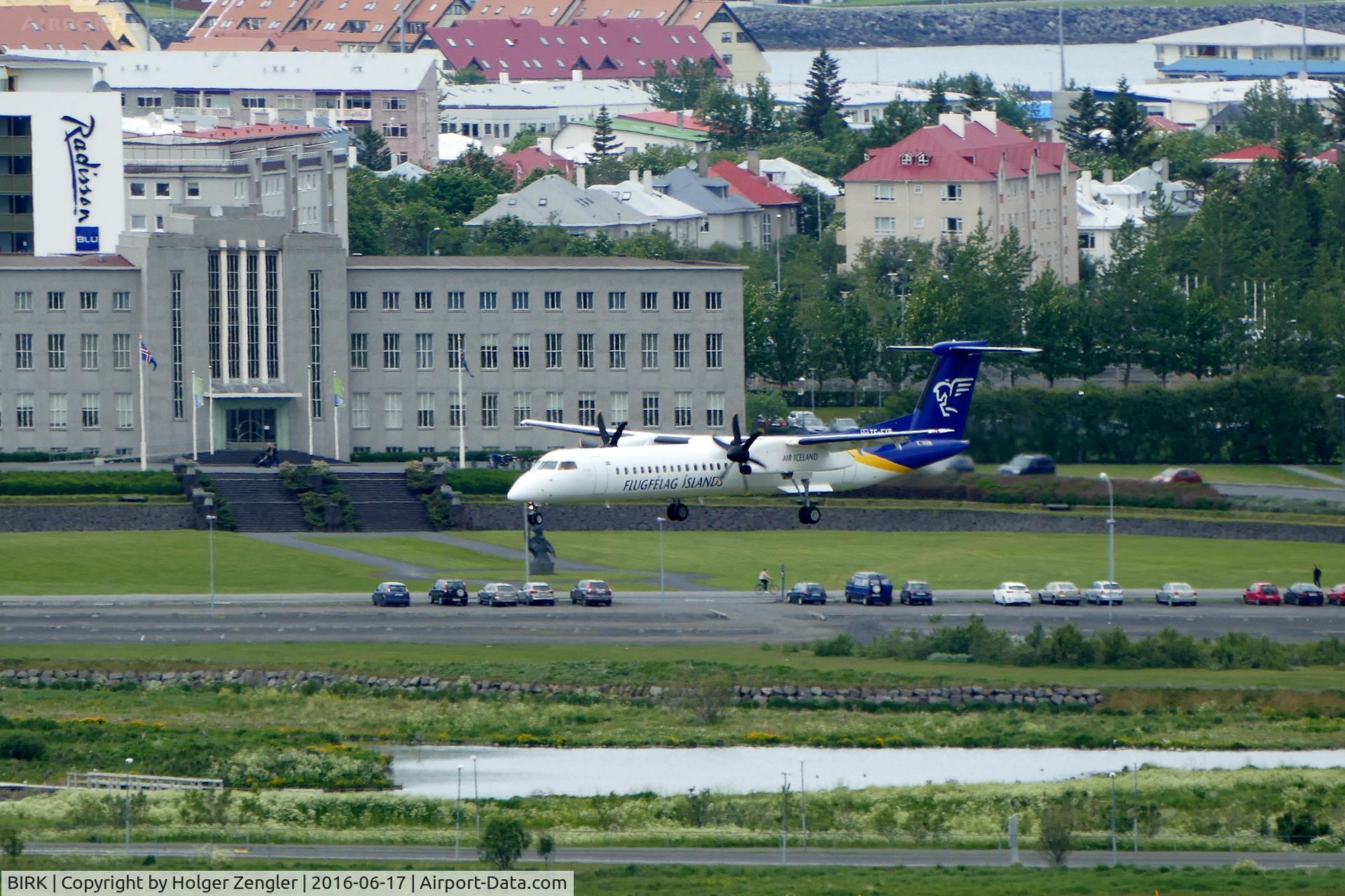 Reykjavík Airport, Reykjavík Iceland (BIRK) - From roof of Perlan building you´ve a pretty view on airport and on aircrafts final in front of a real city....