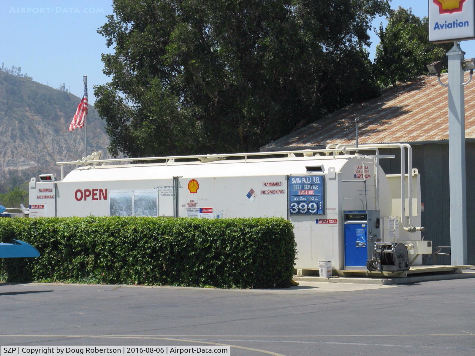 Santa Paula Airport (SZP) - Santa Paula Self Serve SHELL 100LL Aviation Fuel Dock, location: midfield North. No price change.