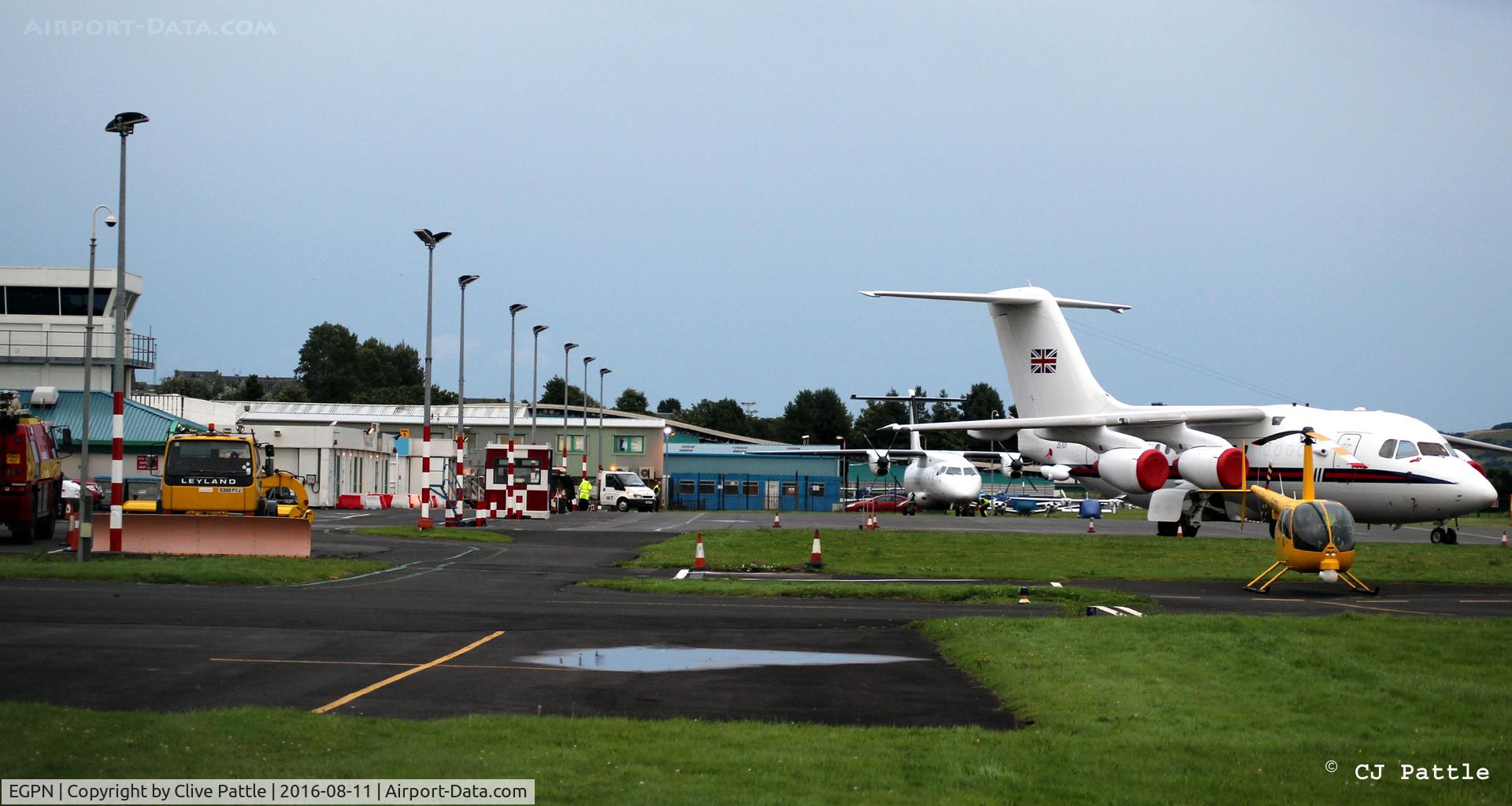 Dundee Airport, Dundee, Scotland United Kingdom (EGPN) - Apron scene at Dundee EGPN with special and rare visitor - RAF BAe 146 CC.2 of 32 (The Royal) Sqn.