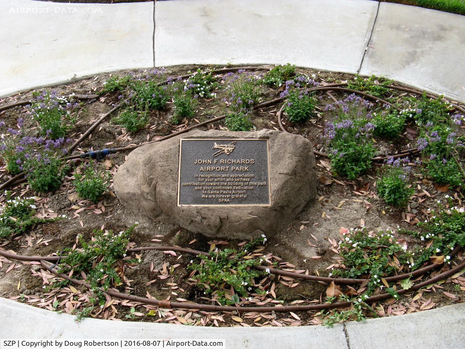 Santa Paula Airport (SZP) - John F. Richards Airport Park Tribute Plaque