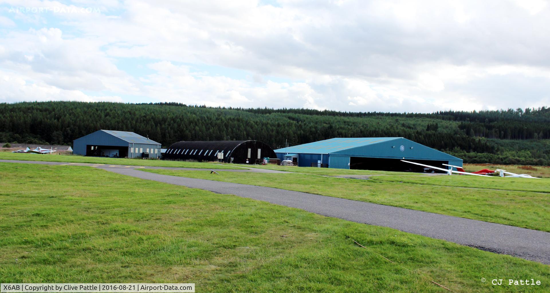 X6AB Airport - Hangar area at Deeside Gliding Club at Aboyne airfield, Royal Deeside.