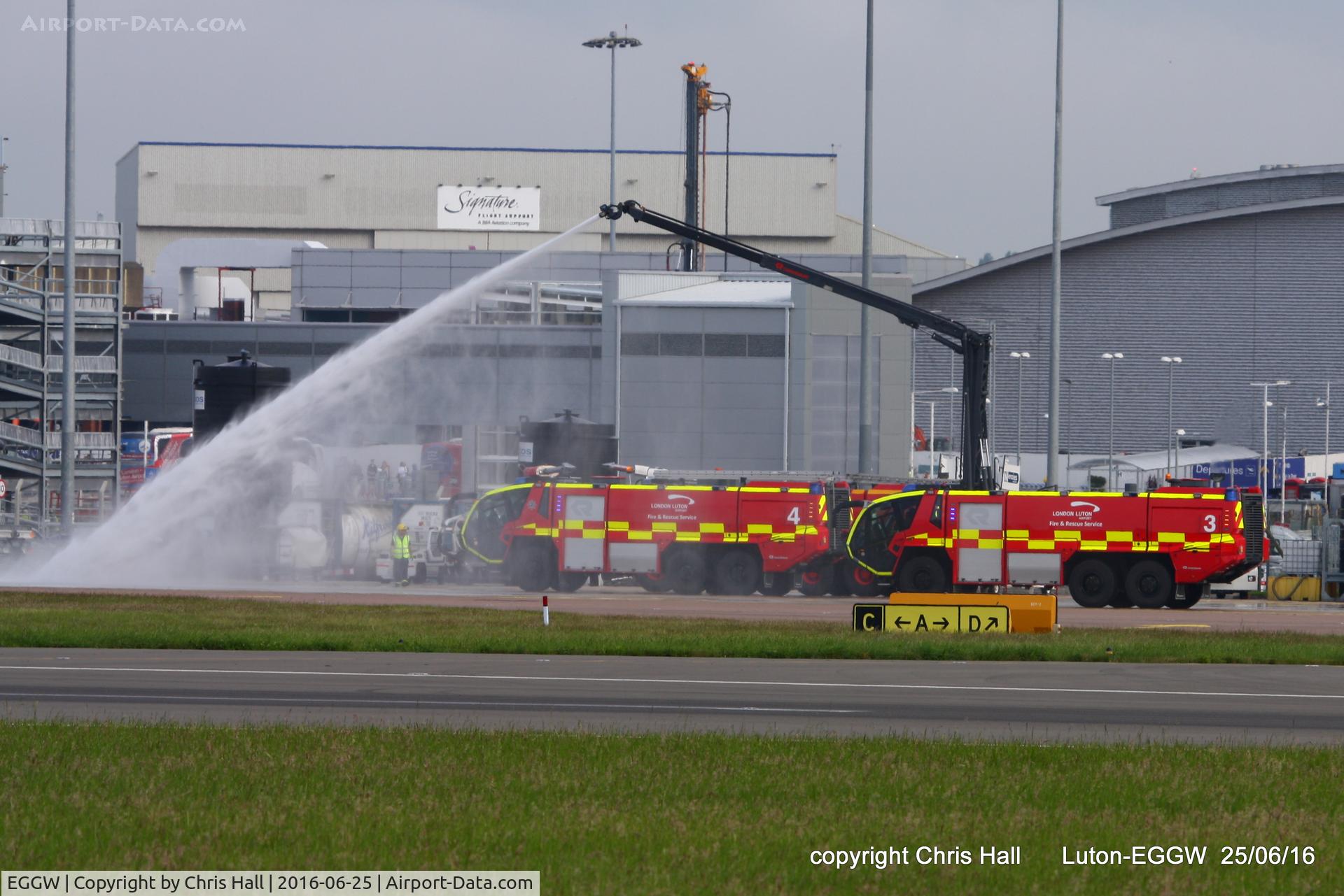 London Luton Airport, London, England United Kingdom (EGGW) - fire practice at Luton