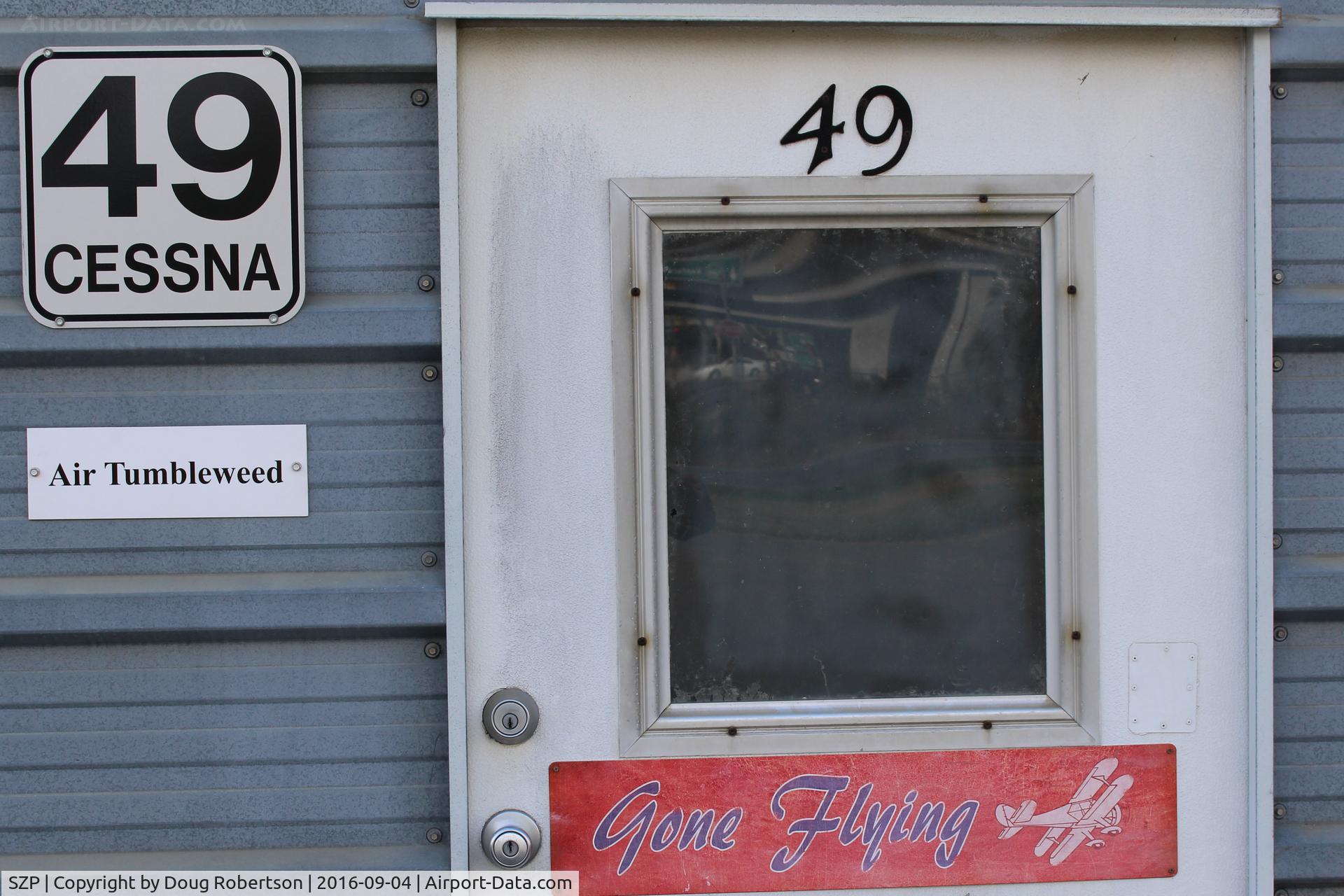 Santa Paula Airport (SZP) - 49 CESSNA TAXI hangar entry door