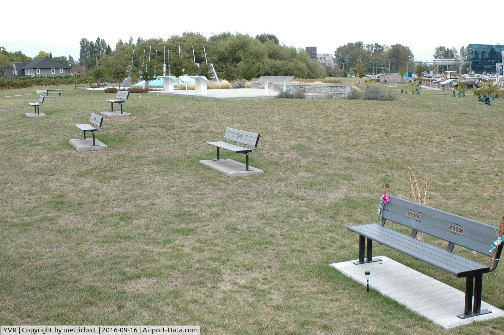 Vancouver International Airport, Vancouver, British Columbia Canada (YVR) - Benches at Larry Berg Flight Path facing runway for viewing take offs and landings.