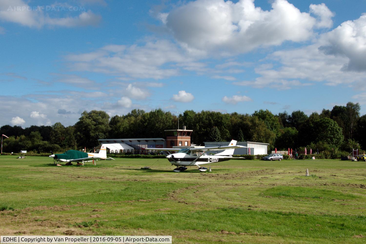 Uetersen Airport, Heist Germany (EDHE) - View on Uetersen airfield tower and restaurant (left)